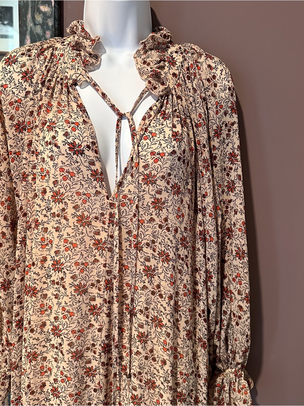 Free People See It Through Dress nwt small boho maxi oversized long sleeve - Picture 2 of 9